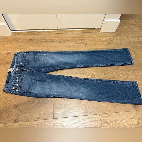 True Religion Jeans Women's Size 28 World Tour USA Rhinestone Pockets Straight - Picture 3 of 15